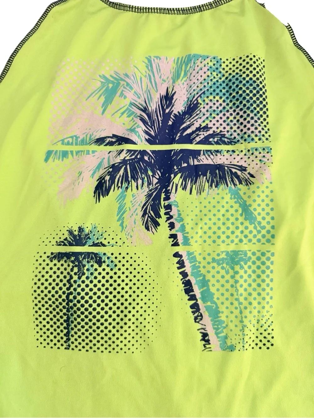 Kids Long Sleeve Rash Guard Swim Shirt - Neon Green/Blue
